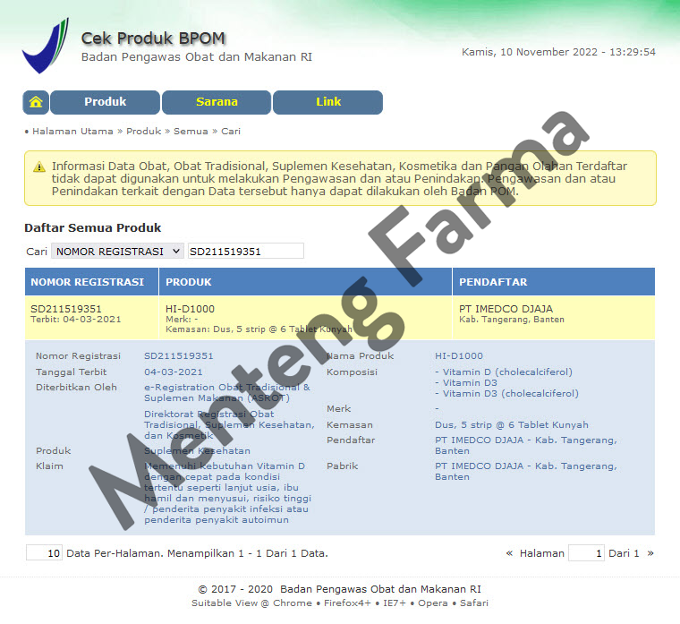 Hi-D 1000 Vitamin D3 6 Tablet - Suplemen Vitamin D 1000 IU - Menteng Farma