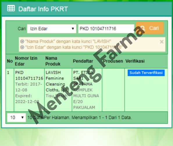 Lavish Feminine Cleansing Wipes - Menteng Farma