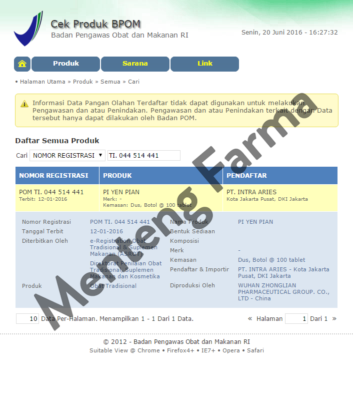 Pi Yen Pian - Menteng Farma