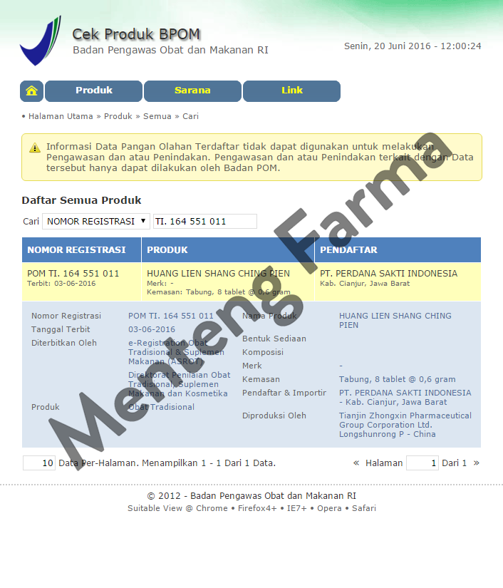 Huang Lien Shang Ching Pien - Demam- Panas Dalam Dan Sakit Tenggorokan - Menteng Farma