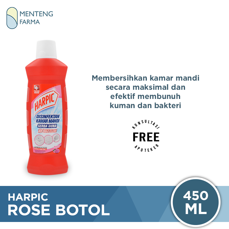 Harpic Rose Botol 450 ML - Pembersih Kamar Mandi Efektif Membunuh Kuman - Menteng Farma