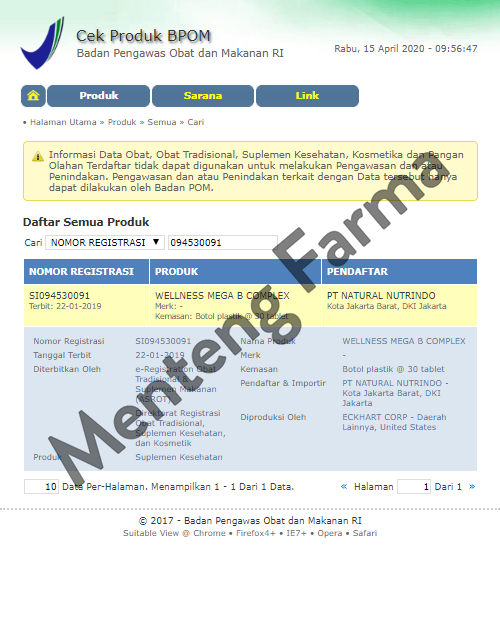 Wellness Mega B Complex Isi 30 Tablet - Vitamin Anti Stress dan Saraf - Menteng Farma