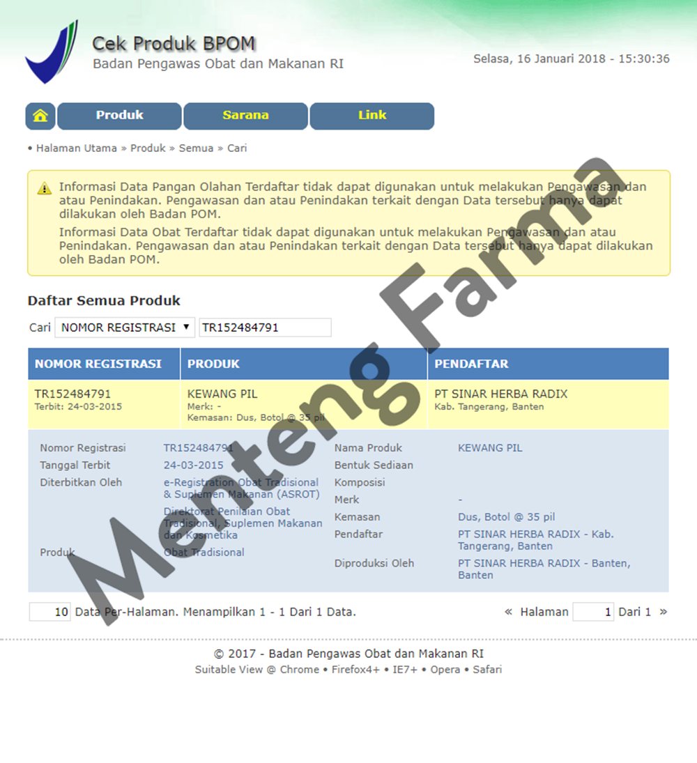 Kewang Pil - Meredakan Batuk Berdahak dan Melegakan Pernapasan - Menteng Farma
