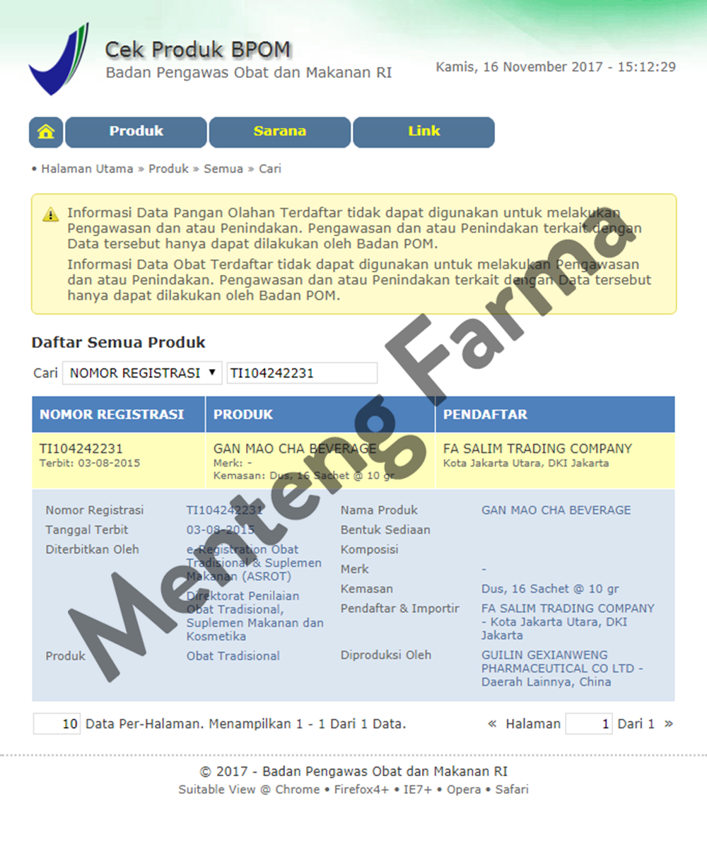 Gan Mao Cha Beverage - Teh Herbal Pereda Flu dan Pilek - Menteng Farma