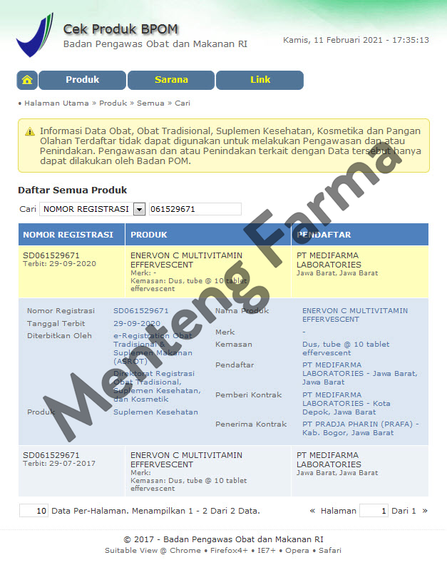 Enervon-C Effervescent 10 Tablet - Multivitamin Daya Tahan Tubuh - Menteng Farma
