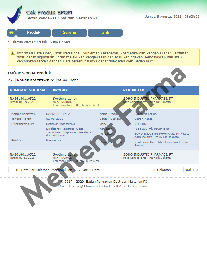 Noroid Soothing Lotion 200 mL - Pelembab Kulit Kering dan Sensitif - Menteng Farma