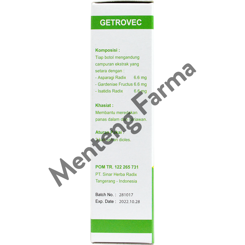 Getrovec Spray - Obat Panas Dalam Dan Sariawan - Menteng Farma