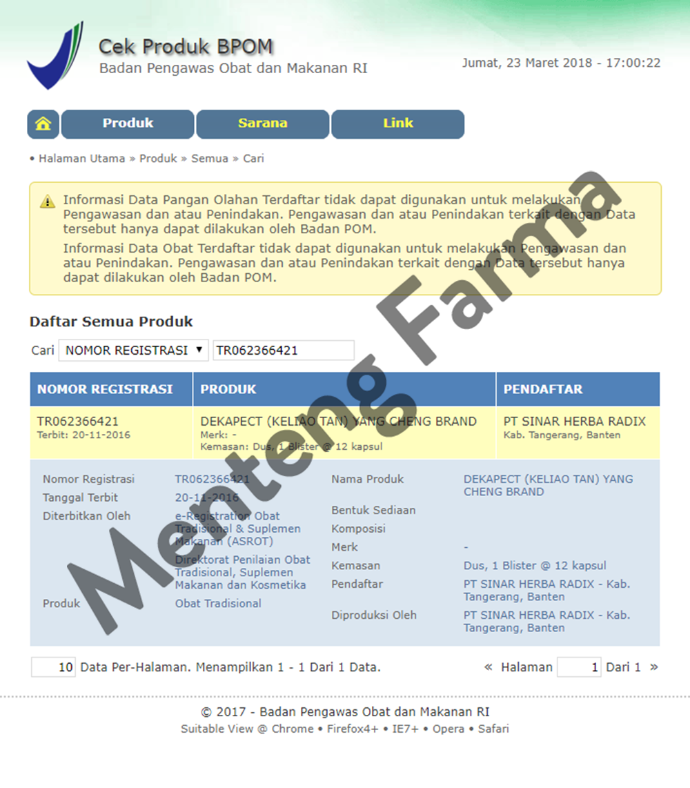 Dekapect (Halyntam Capsules / Keliao Tan) - Menteng Farma