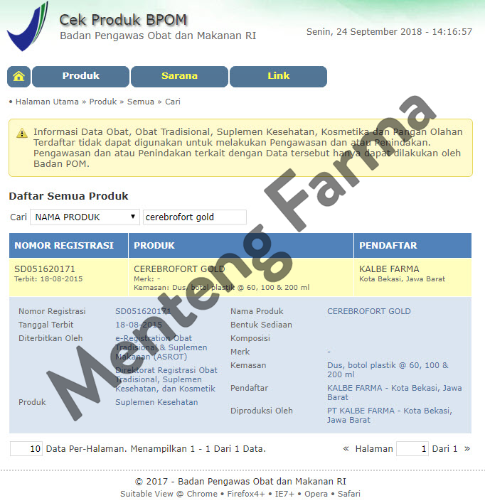 Cerebrofort Gold Rasa Jeruk 200 mL - Menteng Farma