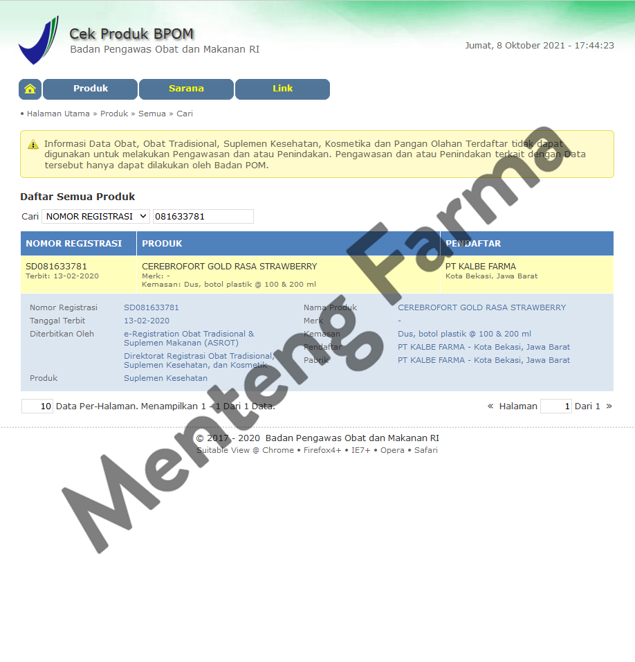 Cerebrofort Gold Rasa Strawberry 100 mL - Menteng Farma