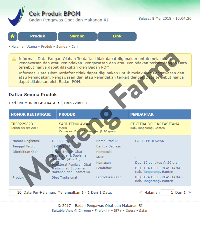 Sari Temulawak 85 Instan Original - Menteng Farma