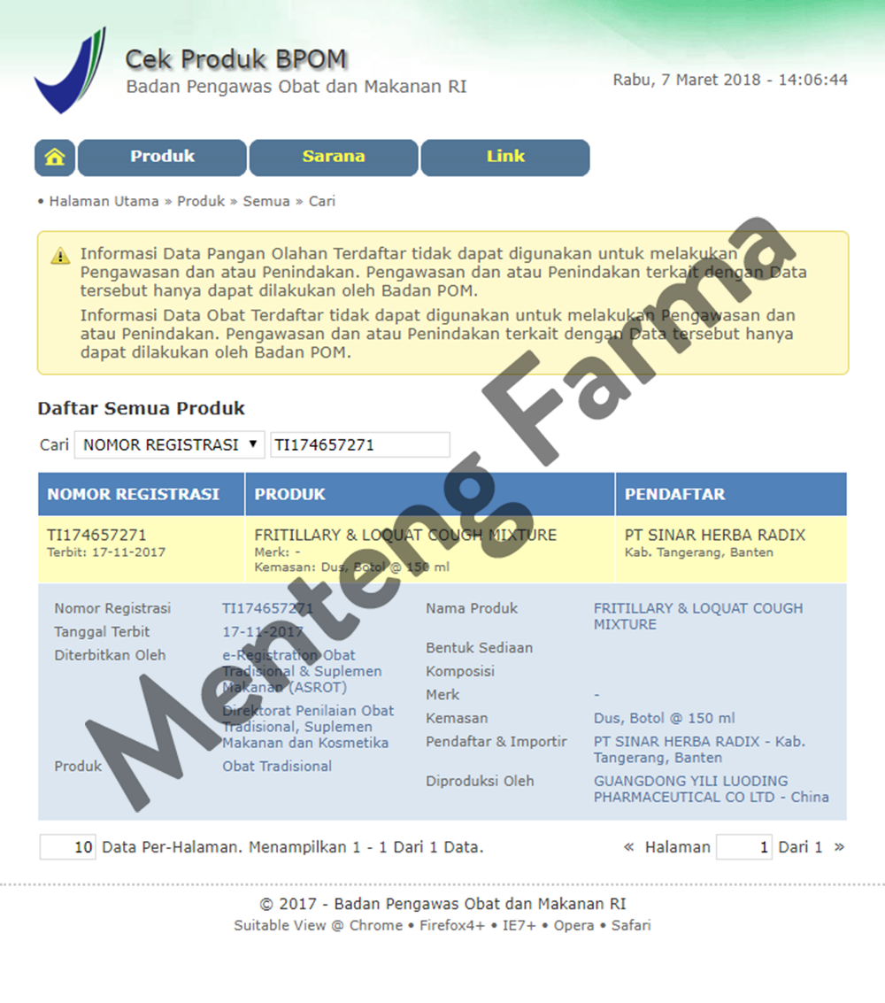 Fritillary and Loquat Cough Mixture Syrup - Menteng Farma