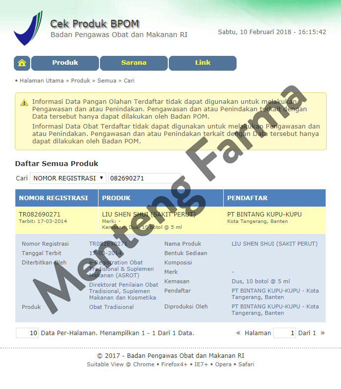Liu Shen Shui (Larutan Sakit Perut) - Dus Besar Isi 10 Botol - Menteng Farma