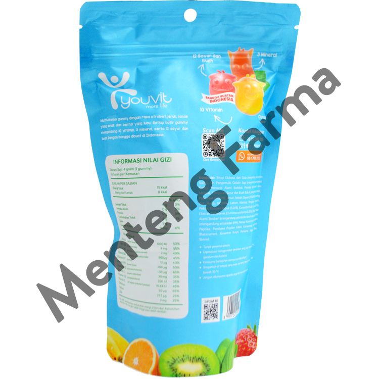 Youvit Multivitamin For Kids 60 Gummies - Multivitamin Gummy Anak Rasa Mix Buah - Menteng Farma
