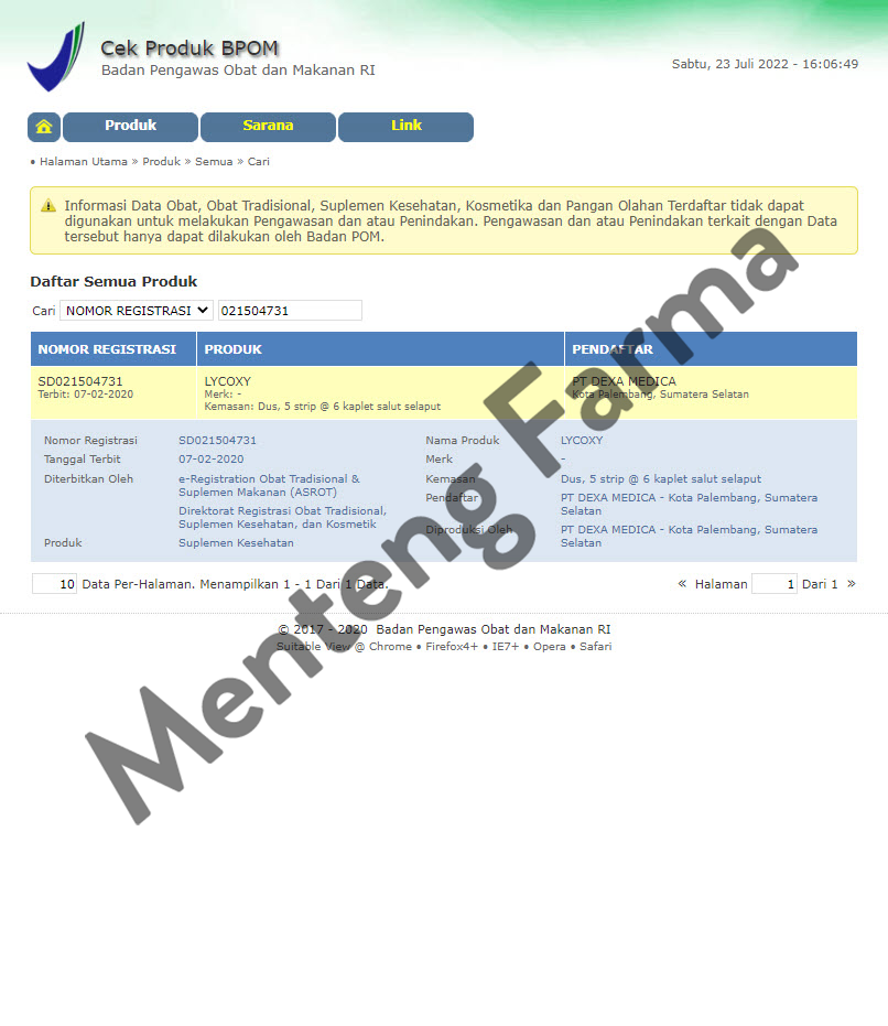 Lycoxy Strip 6 Kaplet - Suplemen Antioksidan Penangkal Radikal Bebas - Menteng Farma