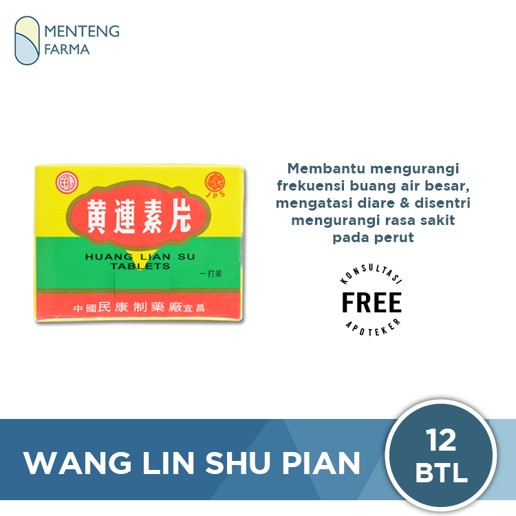 Huang Lian Su Tablets Box Isi 12 Botol Kecil - Obat Sakit Perut - Menteng Farma