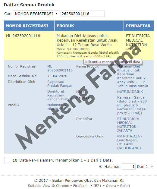 Nutricia Infatrini Susu Formula Bayi - 125 ML - Menteng Farma