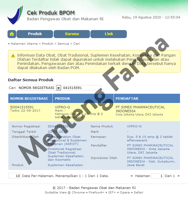 Vipro G Strip Isi 2 Tablet - Suplemen Antioksidan dan Daya Tahan Tubuh - Menteng Farma
