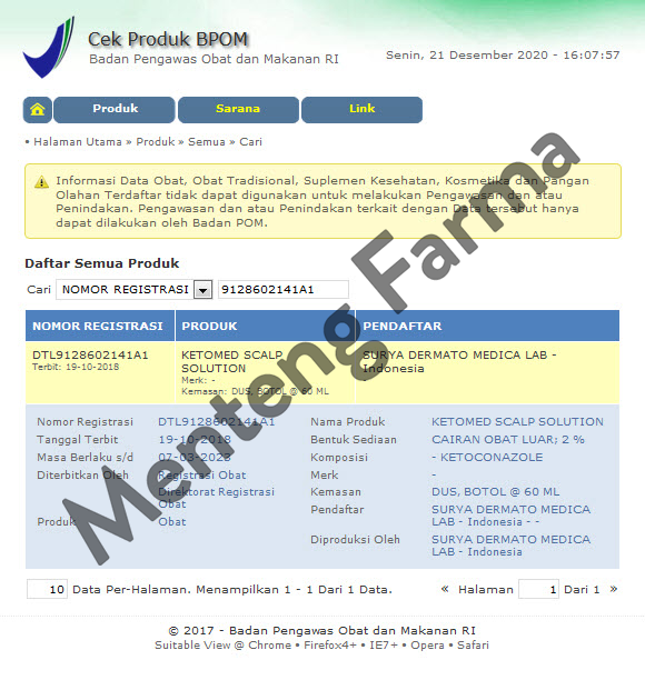 Ketomed 2% Scalp Solution 60 mL - Menghilangkan Ketombe Kulit Kepala - Menteng Farma