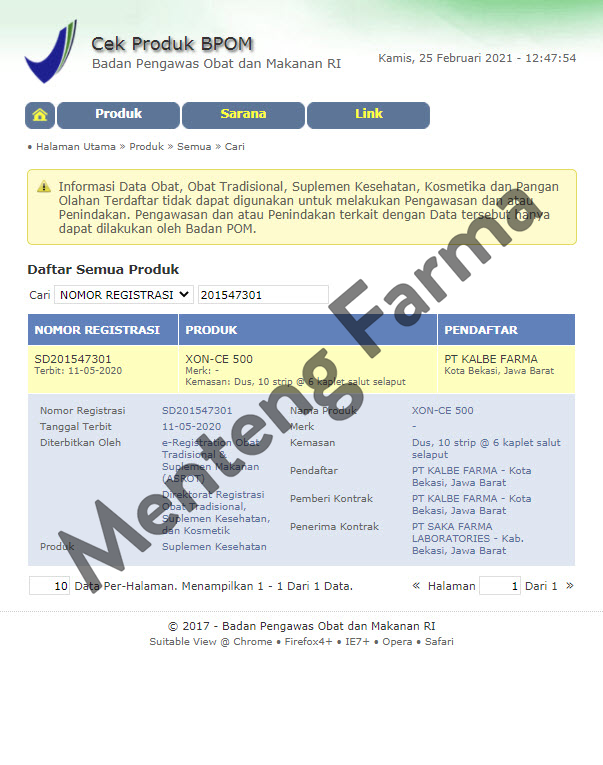Xon-Ce 6 Kaplet - Suplemen Vitamin C 500 Mg - Menteng Farma