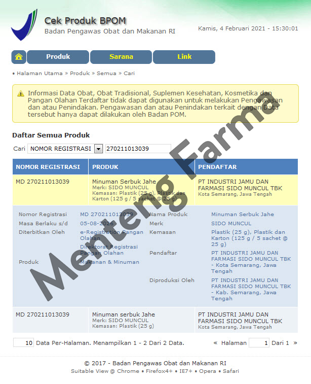 Jahe Wangi Sidomuncul Isi 5 Sachet - Minuman Hangat Tradisional - Menteng Farma