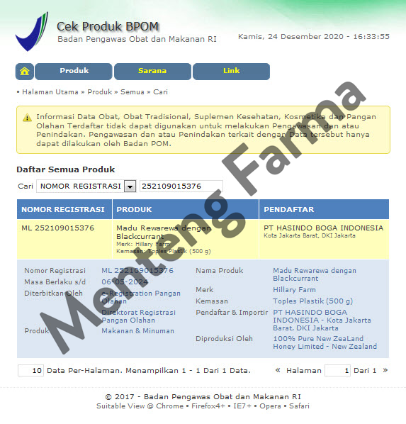 Rewarewa Blackcurrant Honey Hillary Farm 500 Gram - Madu Rewarewa - Menteng Farma