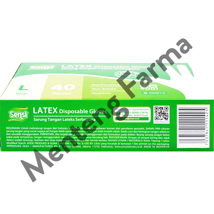 Sensi Latex Disposable Gloves Size L Isi 40 - Sarung Tangan Serbaguna - Menteng Farma