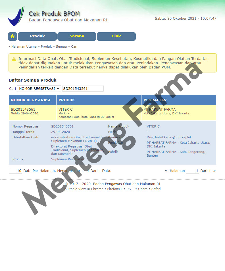 Viter C 30 Kaplet - Suplemen Vitamin C - Menteng Farma