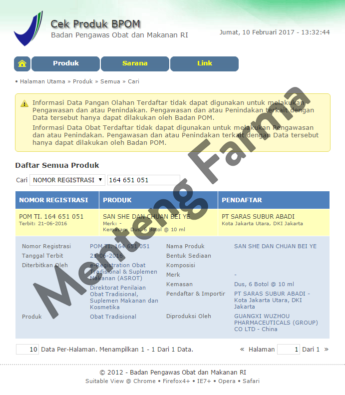 San She Dan Chuan Bei Ye - Obat Herbal Batuk Berdahak dan Batuk Kering - Menteng Farma