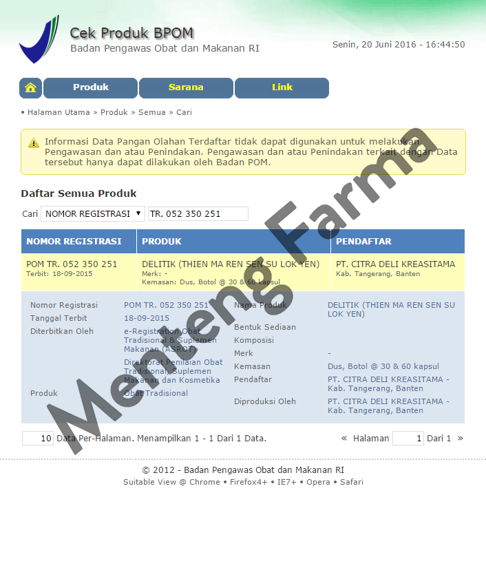 Thien Ma Ren Sen Su Lok Yen (Delitik) - Menteng Farma