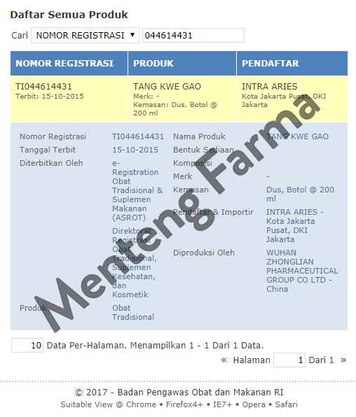 Tang Kwe Gao - Suplemen Wanita Pasca Melahirkan, Penambah Darah, DBD - Menteng Farma