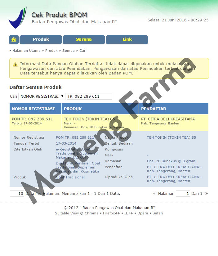 Teh Tokin 85 - Meredakan Masuk Angin, Flu, Pegal Linu dan Sakit Kepala - Menteng Farma