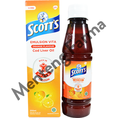 Scott's Emulsion 200 Ml - Suplemen Untuk Pertumbuhan Tinggi Badan Anak - Menteng Farma
