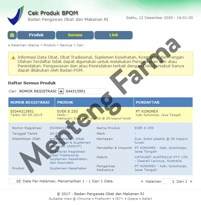 Ever E 250 IU 30 Kapsul - Suplemen Vitamin E untuk Kesehatan Kulit - Menteng Farma