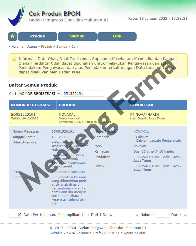 Novakal 500 mg 10 Kaplet - Suplementasi Kalsium Tulang dan Gigi - Menteng Farma