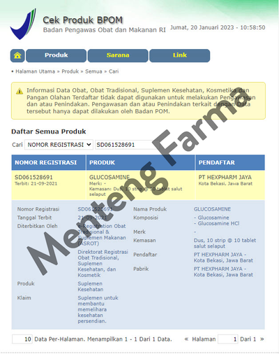 Glucosamine 250 mg 10 Tablet - Suplemen Kesehatan Persendian - Menteng Farma