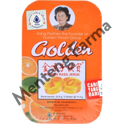 Golden Throat Lozenge Jeruk - Permen Pelega Tenggorokan - Menteng Farma