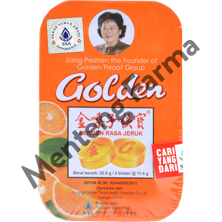 Golden Throat Lozenge Jeruk - Permen Pelega Tenggorokan - Menteng Farma