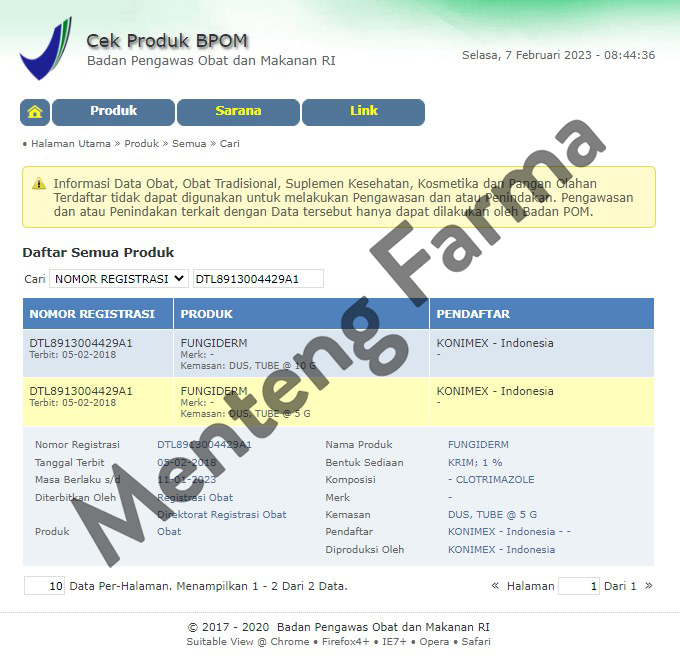 Fungiderm Cream 5 g - Krim untuk Infeksi Jamur - Menteng Farma