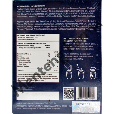 Flimty Fiber Blackcurrant Travel Pack 5 Sachet - Pelangsing Diet Detox - Menteng Farma