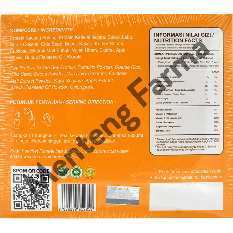 Flimeal Coklat Vegan Sachet 50 Gr - Minuman Sereal Bernutrisi - Menteng Farma