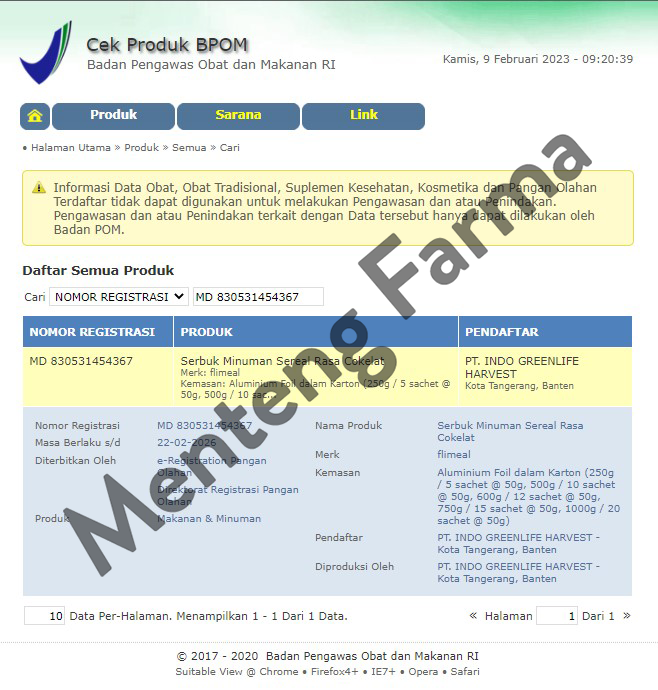 Flimeal Coklat Vegan Sachet 50 Gr - Minuman Sereal Bernutrisi - Menteng Farma