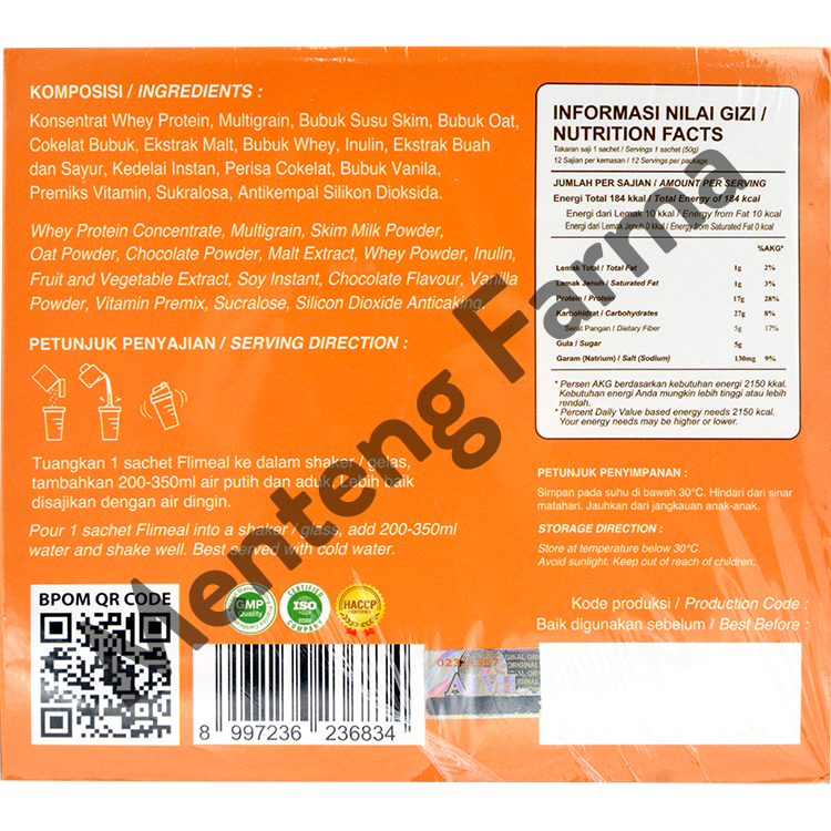 Flimeal Coklat Susu Sachet 50 Gr - Minuman Sereal Bernutrisi - Menteng Farma