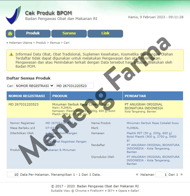 Flimeal Coklat Susu Sachet 50 Gr - Minuman Sereal Bernutrisi - Menteng Farma