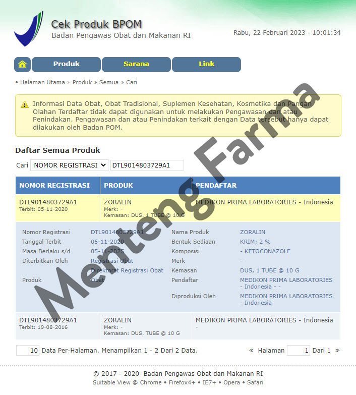 Zoralin 2% Cream 10 g - Menteng Farma