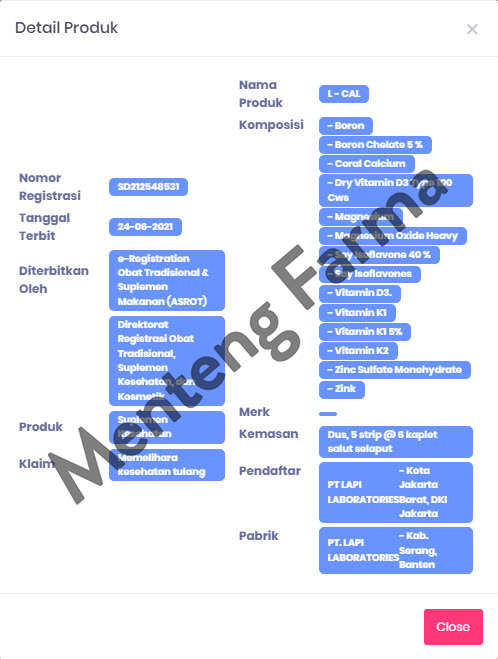 L-Cal 6 Kaplet - Suplemen Kesahatan Tulang - Menteng Farma