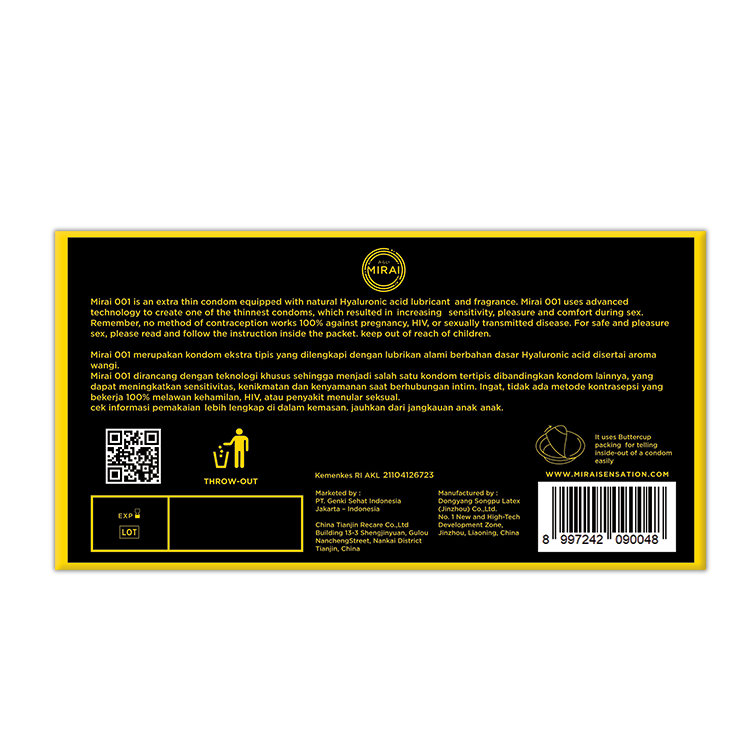 Kondom Mirai 001 10 Pcs - Kondom Extra Tipis - Menteng Farma