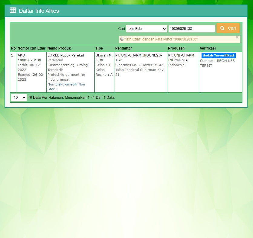 Lifree Popok Perekat XL6 - Popok Perekat Dewasa Anti Bocor - Menteng Farma