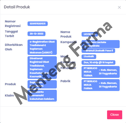 Licokalk 500 mg 10 Kaplet - Suplemen Kalsium - Menteng Farma