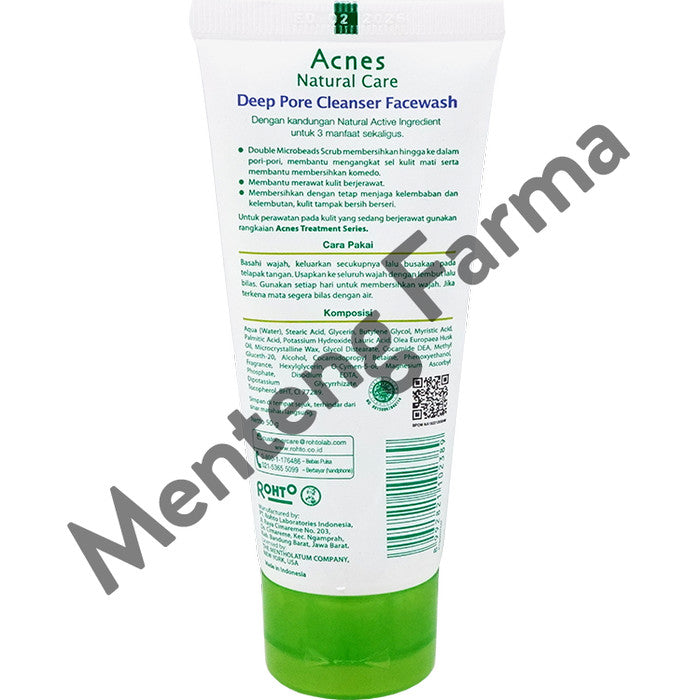 Acnes Natural Care Face Wash Deep Pore Cleanser 50 Gr - Membersihkan Hingga ke dalam Pori Pori